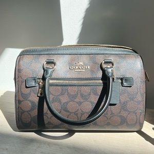 Coach Women's Signature Rowan Satchel in Brown Black